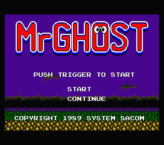 Alternative title screen for the new English patch for Mr. Ghost