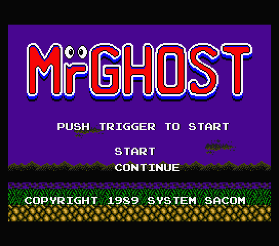 Title screen for the new English patch for Mr. Ghost