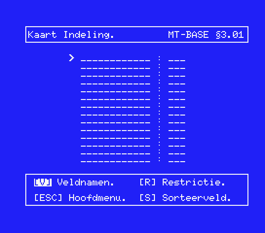Game of the original Dutch version of MT-Base)